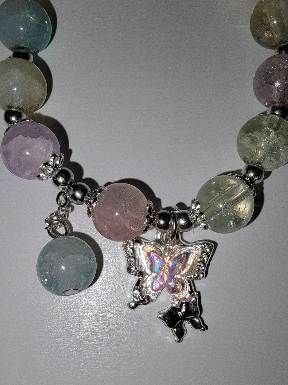 Beaded Butterfly Charm Bracelet Fairycore Cottagecore